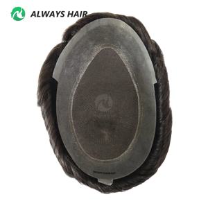 호주 남성용 부분 가발 레이스 및 PU 베이스 인도산 인모 남성용 헤어 시스템 호주산 단발 남성용 헤어 보형물