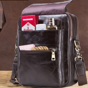 남성용 캐주얼 헤드 레이어 소가죽 숄더 캔 팩, 9.7 인치 아이패드 크로스바디 백, 서류 가방 가죽 가방, 한국 버전 패션