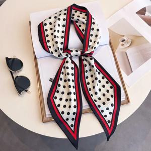 새로운 신선한 스타일 럭셔리 헤어 스카프 긴 패션 여성 머리띠 브랜드 실크 가방 리본 디자인 손목 수건 Foulard Neckerchief