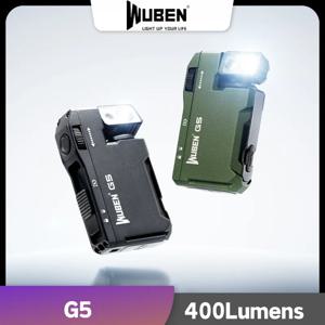 WUBEN G5 EDC 손전등 400루멘 RGB&화이트 Type-C 충전식 포켓 크기의 광채 키체인 전구 내장 배터리