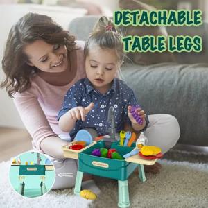 어린이 주방 놀이 싱크대 장난감 세트, 흐르는 물 싱크대 놀이, 주방 놀이 싱크대 장난감, 역할 놀이 주방 세트, 소년 소녀 선물