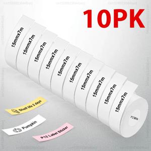 2/5/10Rolls P12 라벨 프린터 스티커 15mm * 7m 라벨 테이프 열전 사 프린터 용지 호환 Phomemo D30 Marklife P12 P15 Labeller