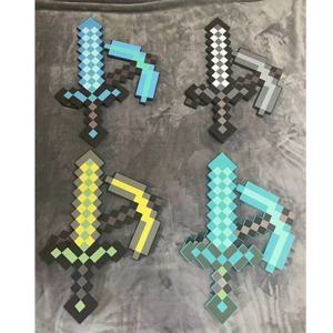 뜨거운 Minecrafte 2 개/대 디자인 그림 블루 다이아몬드 칼 소프트 EVA 폼 액션 피겨 모델 장난감 도끼 삽 키트 장난감 팬 선물