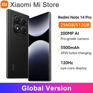 글로벌 버전 Xiaomi Redmi Note 14 Pro 스마트폰 200MP AI 카메라 NFC Helio G100-Ultra 6.67