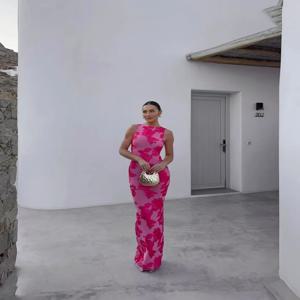 2024 새로운 우아한 여성 민소매 3d 꽃 파티 드레스 자수 메쉬 슬림 엉덩이 패키지 여성 Fshion 맥시 드레스 가운