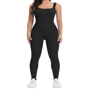 여성용 운동복 심리스 점프수트 요가 리브드 바디콘 원피스 탱크탑 레깅스 롬퍼