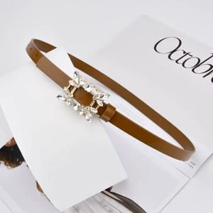 여성용 반짝 이는 다이아몬드 버클 정품 가죽 코르셋 여성 Cummerbund 코트 허리띠 드레스 Decration 좁은 벨트 J1001