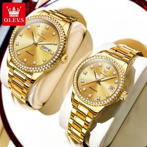 OLEVS 7003 커플 시계 브랜드 고급 오토매틱 기계식 시계 방수 남녀 다이아몬드 시계 그녀의 연인을 위한 선물 시계