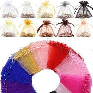 20pcs 5x7 7x9 9x12 cm Organza Drawstring 가방 선물 파우치 목걸이 포장 디스플레이 팔찌 가방 Diy 쥬얼리 포장 만들기