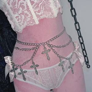 크로스 허리 체인 여성 허리 장식품 니치 허리 장식 다용도 분위기 쿨 펑크 핫걸 개인 바디 체인
