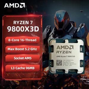 AMD 라이젠 7 9800X3D 게임용 CPU R7 9800X3D 최대 5.2GHz 8코어 16스레드 96MB 캐시 AM5 데스크탑 게이밍 프로세서 (패키지 제외)