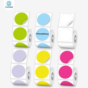Sinmark 휴대용 프린터에 사용되는 원형 컬러 라벨 감열지 스티커 30mm 직경 방수 접착 라벨 용지