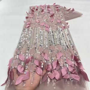 5 야드 럭셔리 프랑스 메쉬 페르시 레이스 원단 나이지리아 웨딩 드레스에 대한 고품질 아프리카 스팽글 신랑 레이스 원단