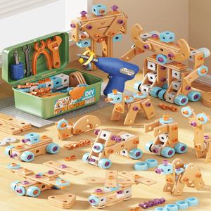 어린이를 위한 DIY 조립 엔지니어링 플레이세트, 126개 전기 드라이버, 나사, 플레이트, 휠 및 도구, 변형 로봇, Chr