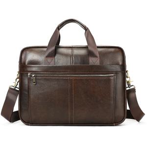 남성용 천연 가죽 15인치 노트북 메신저 백, 대용량 비즈니스 여행용 숄더 브리프케이스