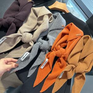 니트 스카프 여성용 100% 울 겨울 따뜻한 스카프 밝은 단색 디자인 두꺼운 숄 부드러운 캐시미어 파시미나 목도리 2023 신상