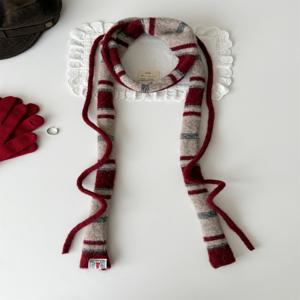 레트로 스트라이프 니트 스카프 넓은 넥 워머 청소년용 패셔너블 장식용 긴 직사각형 보온 액세서리 가을 겨울용