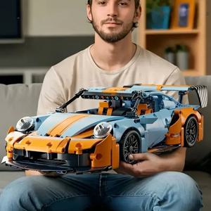 1258피스 블루 레이싱카 DIY 모델 블록, 젊은 사람들과 성인을 위해 설계된 창의적인 교육용 블록, 가정 장식, 생일 선물, 크리스마스 선물