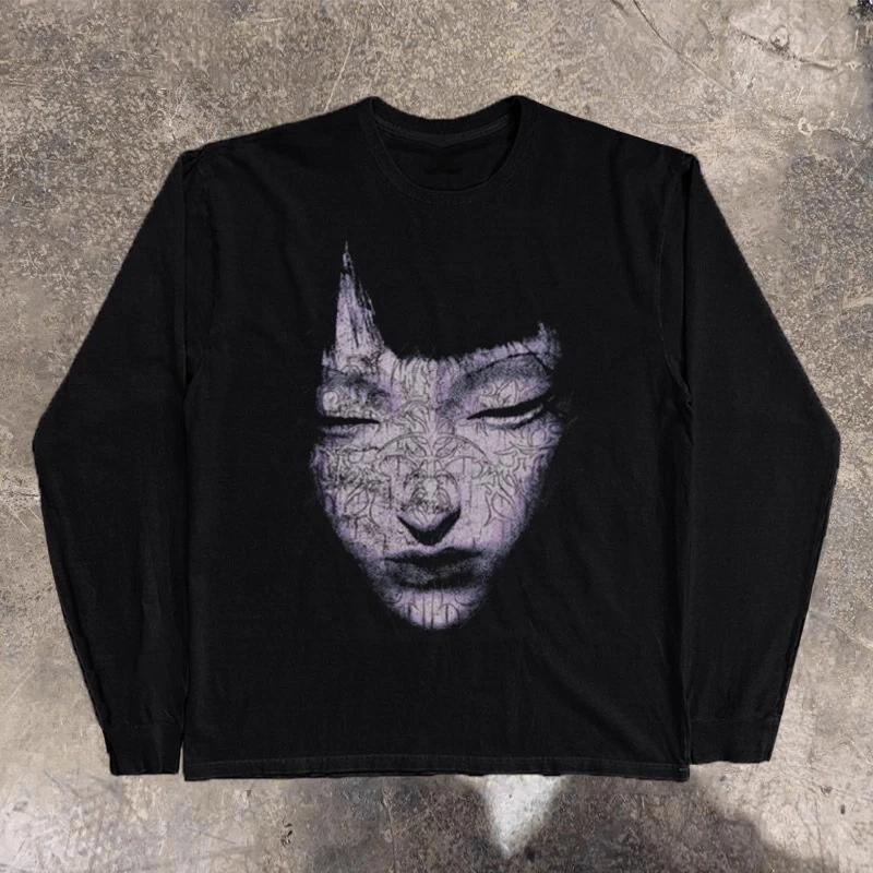 남성 의류 Y2k 남성 스트리트웨어 프린트 긴팔 티셔츠 힙합 오버사이즈 펑크 그래픽 하라주쿠 티셔츠 봄 남성 의류