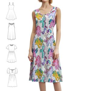 트윙클 아이 G1 포니 플로럴 스목 드레스 여성용 봄 여름 캐주얼 드레스 파티용 마이 리틀 트윙클 G1 페가수스 유니콘