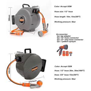 네오텍 핫셀링 30M 1/2 워터 호스 릴 자동 리트랙터블 호스 릴 세트 정원용 호스 파이프 릴