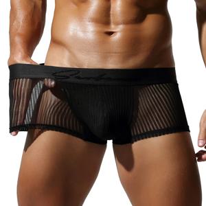 SEOBEAN 신상 남성용 반투명 복서 브리프 언더웨어 편안한 폴리에스터 복서 쇼츠