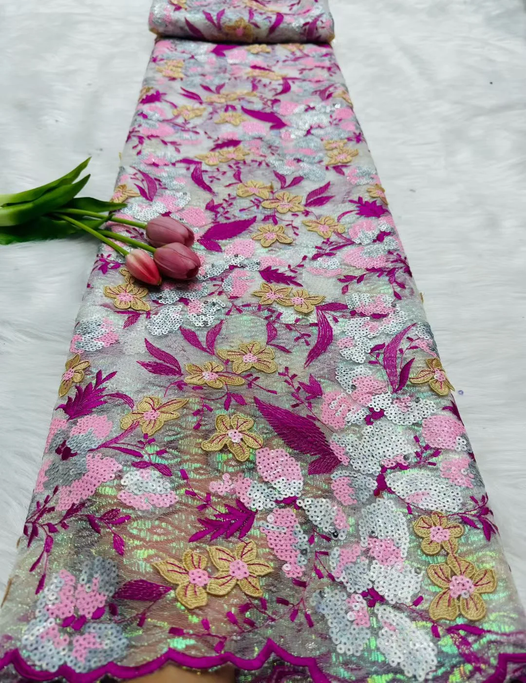 2026 고품질 프랑스 플로킹 레이스 원단, 스팽글 장식 아프리카 레이스 원단, 나이지리아 자수 튤 레이스 (드레스용)