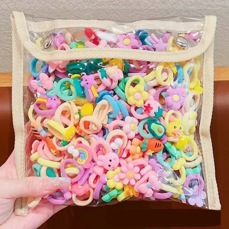 20-60 개/대 어린이를위한 고무 밴드 만화 헤어 밴드 새로운 달콤한 헤어 로프 헤어 액세서리