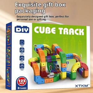 전기 자석 트랙 세트 STEM 조립 장난감, 무중력 차량 포함, 100개 이상의 부품 DIY 철도 모델, 어린이를 위한 창의적인 선물