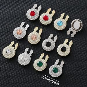 1PCS 라인스톤 꽃 모양 커프링크스 독특한 버튼 장식 우아한 버튼 커버 남녀 패션 드레스 장식 액세서리