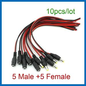 10개/세트 남성 여성 플러그 DC 12V 전원 피그테일 케이블 잭 CCTV 카메라 커넥터 연장 DC 와이어