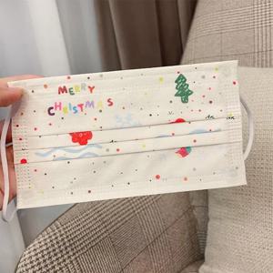 크리스마스 얼굴 마스크, 귀여운 만화 디자인, 일회용 보호 마스크, 개별 포장.