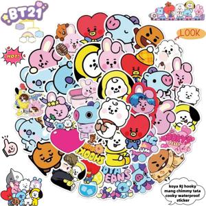 BT21 코야 RJ 슈키맨 치미 타타 쿠키 2차 애니메이션 주변 캐릭터 스티커 귀여운 창의적인 방수 스티커 선물