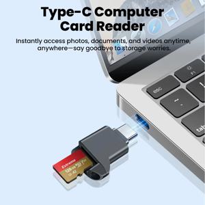 미니 TF 카드 리더 타입-C 2.0 외장 스토리지 블랙 스트레치 메모리 스틱 USB C 2.0 아이폰 17 16 미니 TF 카드 리더용