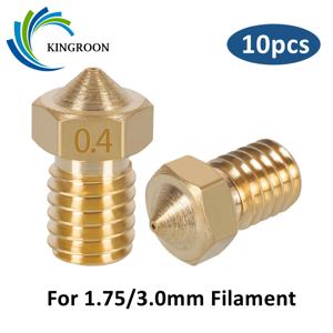 KINGROON 10pcs V5 V6 E3D 노즐 0.2 0.3 0.4 0.5 0.6 0.8 1.0mm 3D 프린터 부품 M6 스레드 1.75mm 3mm 필라멘트 용 모든 금속 노즐