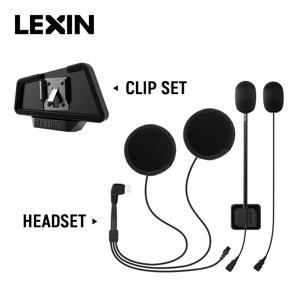고품질 및 시끄러운 사운드 Bluetooth 헤드폰 잭 플러그가 장착된 풀/하프 헬멧용 LEXIN LX-B4FM-X 인터콤 헤드셋 및 클립 세트