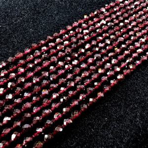 자연면 처리 된 붉은 가닛 작은 씨앗 작은 느슨한 라운드 비즈 2/3/4MM 보석 만들기 DIY 팔찌 목걸이 액세서리