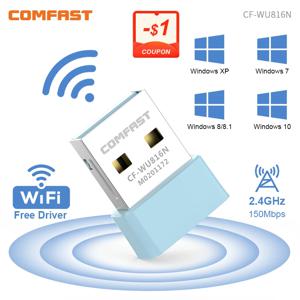 Comfast 150Mbps USB WiFi 어댑터 2.4GHz 인터넷 카드 드라이브 무료 LAN Wi-Fi 수신기 키 동글 안테나 Para PC Win 7 8 10 11