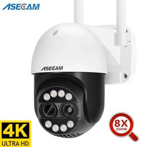 8MP 듀얼 렌즈 2.8mm -12mm 8X 줌 4K PTZ WiFi IP 카메라 야외 AI 인간 추적 CCTV 오디오 홈 보안 감시 카메라