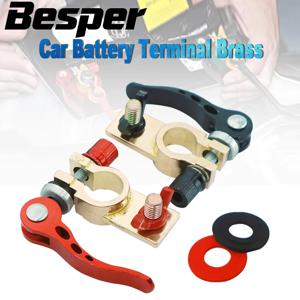 2Pcs 황동 자동차 배터리 터미널 상단 포스트 와이어 케이블 클램프 터미널 커넥터 12V 24V UTV 보트 경주 용 자동차 액세서리