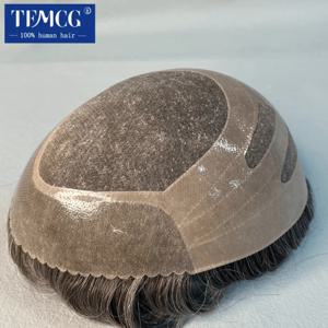 본드 모노 & Pu 전면 및 NPU 후면 남성용 모발 보철물에 더 내구성이 있음 100% 천연 인간 모발 가발 남성용 가발 배기 시스템