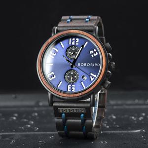 BOBO BIRD 남성용 맞춤형 시계, 럭셔리 우드 손목 시계, 야광 포인터 크로노그래프, 생일 선물, 직송