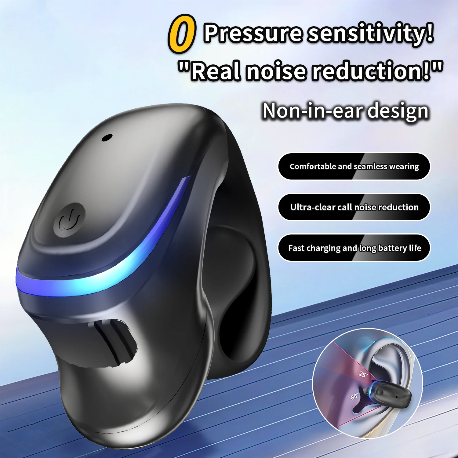 골전도 5.3 무선 블루투스 헤드셋 말하기 클립온 헤드셋 통증 없이 장시간 착용 매우 긴 배터리 수명