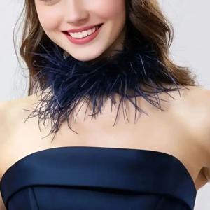 여성용 천연 타조 깃털 펜던트 목걸이, 복숭아 퍼즈 초커, 럭셔리 아름다운 연회, 파티용 패션 초커, 2024