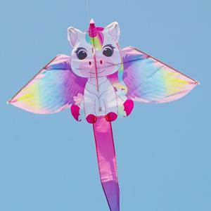Yongjian Pink Unicorn Kite 어린이 또는 초보자에게 적합한 작은 연, 50m 연 끈으로 쉽게 비행 가능