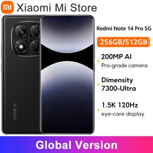 글로벌 버전 Xiaomi Redmi Note 14 Pro 5G 스마트폰 MediaTek Dimensity 7300-Ultra 200MP AI 카메라 NFC 6.67