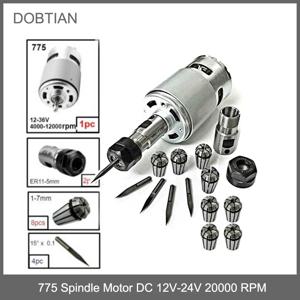 775 스핀들 모터 DC 12V-24V 20000 RPM 미니 전기 모터 볼 베어링 CNC 3018 조각사 용 대형 토크 고전력 스핀들