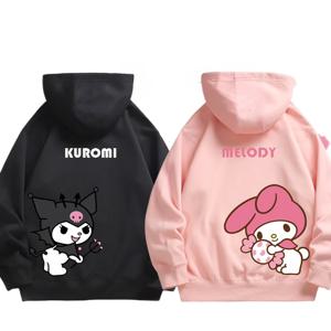 산리오 커플 맨투맨 남녀공용, 쿠로미 멜로디, 만화 애니메이션 후드 원피스, 패션 트렌드, 용수철 가을