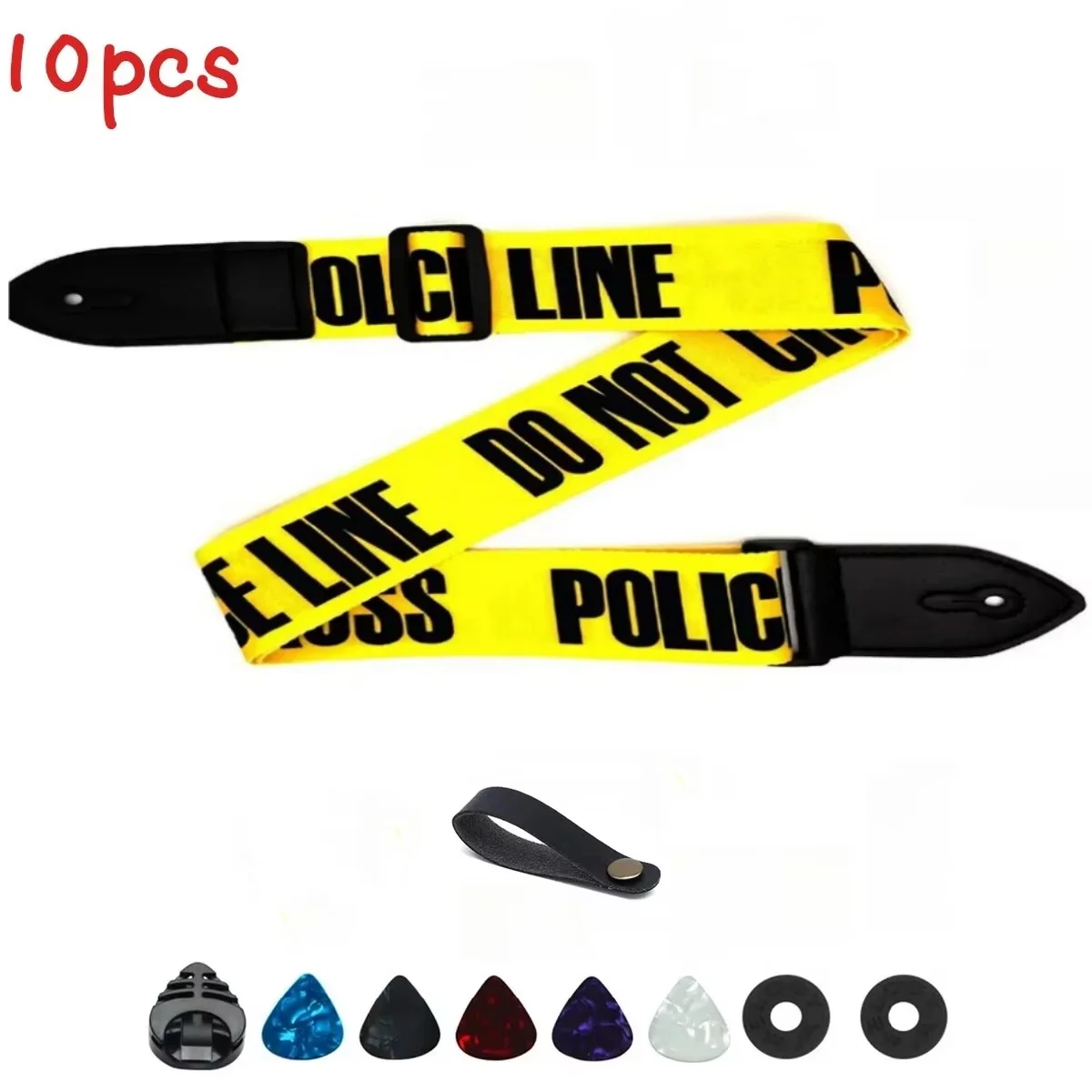 일렉트릭 및 어쿠스틱 베이스용 기타 스트랩, 10개, 픽 5개, 클램프 1개 및 와셔 2개 포함, 기타리스트를 위한 선물