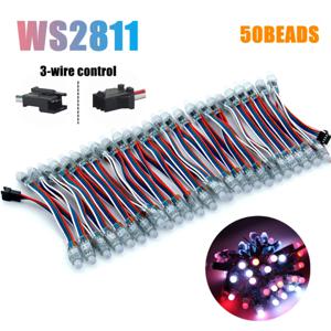 5V/12V WS2811 50 비드 6m 풀 컬러 RGB IC 픽셀 디지털 어드레서블 드림 컬러 LED 픽셀 모듈 IP68 방수 조명